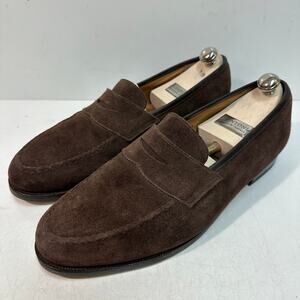 FULLY RESOLED Crockett & Jones Boston Brown Suede Penny Loafer UK 12 G US 13 EE